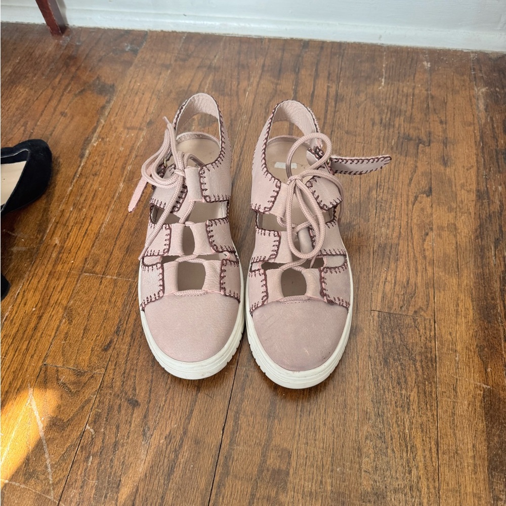 Free People Pink Cutout Lace-Up Sneakers